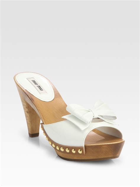 miu miu patent leather|White Patent Leather Sandals .